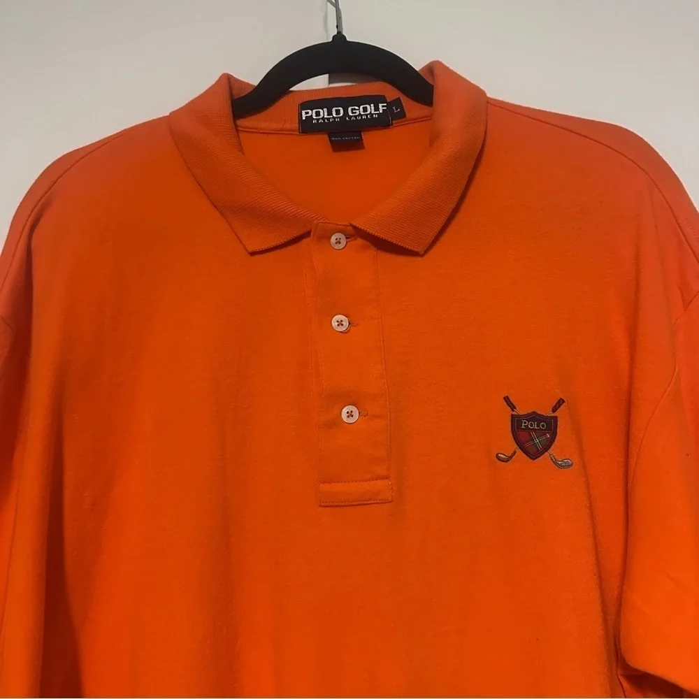 Vintage POLO GOLF RALPH LAUREN Performance Golf Polo Shirt Bright Orange Size L